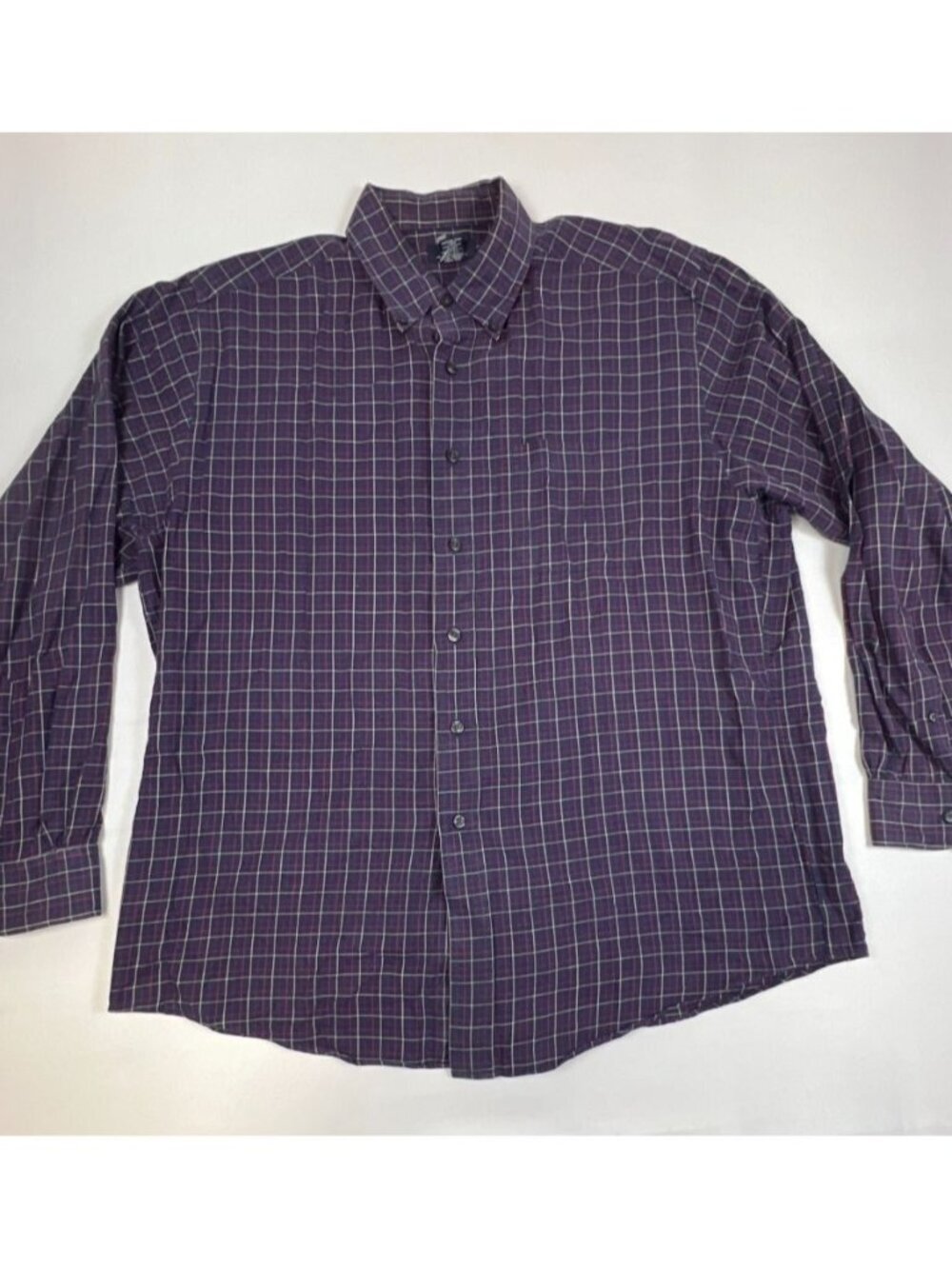Vintage Brooks Brothers 346 Men Large L Navy Red Check Cotton Button Down Shirt